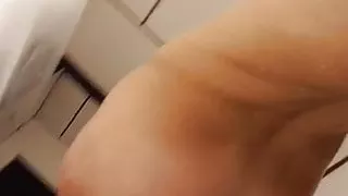 My stepsister rubbing her pussy in the shower!