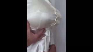 satin blouse buttons stuck by my cums