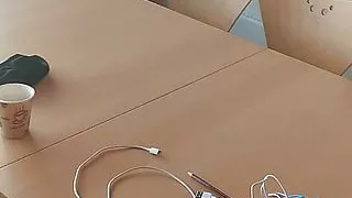 Leading the bitch in front of the window for her show