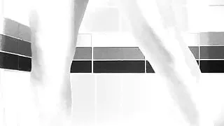 Hot slut with hairy pussy pisses in her bathtub