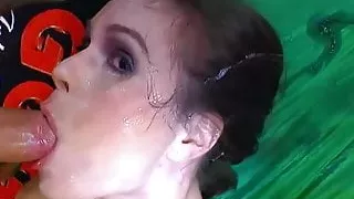 Extreme bukkakes cumshots and gagging on luisa