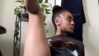 Sexy ebony spreading huge pussy