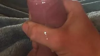 Uncircumcised masturbation and cum shot