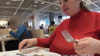 shopping in a see through bra (HUGE TITS)