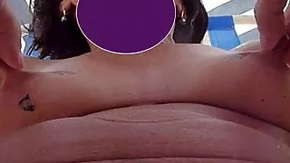 Long Nipples Mature get her nipples pulled at public beach