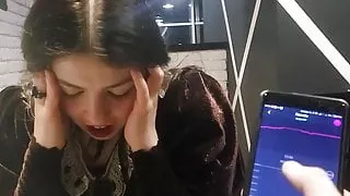 Vibrating panties at public restaurant