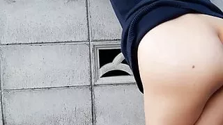 Long legs fucked in nature on a hiking path