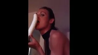 hot lingerie girl sucks vibrator