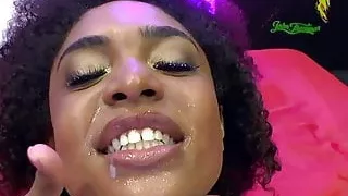 Black luna corazon receiving white cocks and cums