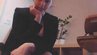 Mean Secretary Teases Jerry With Her Heels & Pantyhosed Feet