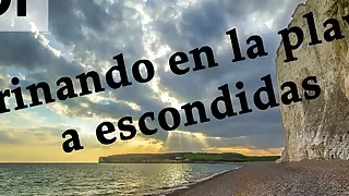 Spanish JOI - Pillados meando escondidos en la playa.