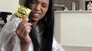 Latina Mom Teaches Step Step Son How to Use a Condom