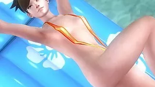 Die sexy und heiße Tracer aus Overwatch hat einen saftigen, großen Arsch.