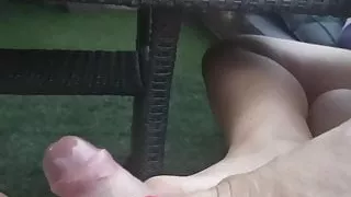 Outdoor footjob