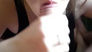 Babe Sucking Dick Closeup and Cum Swallow