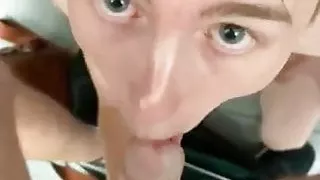 Servicing Daddy in a public bathroom