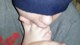 Sucking her toes for rent money