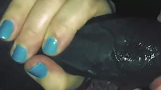 Hot Blonde wife sucking a big hard black cock