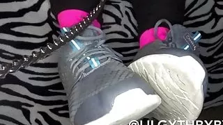 Bratty girl with sweaty Gym feet POV