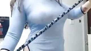 chinese step mum in see-through blouses dancing big breasts