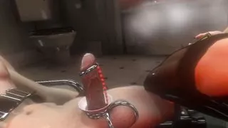 3D SFM VR Huge tits latex mistress electro stim, precum