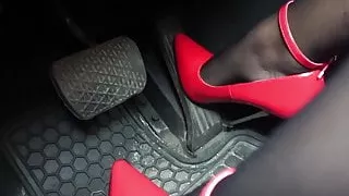 Heels, black pantyhose and legs