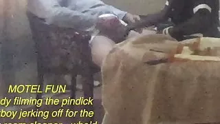 Mandy instructs pindick cuckboy to jerk off for black maid