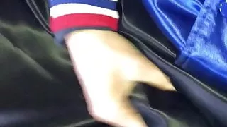 Black Acetate Satin Body Bag Wanking Tossing Satin Jacket