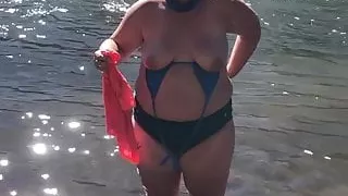 Getting topless in the river