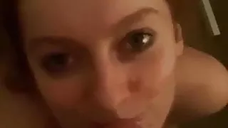 Excited redhead facial