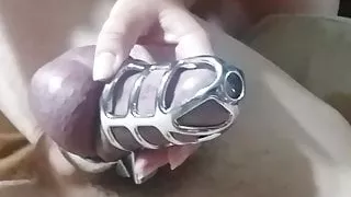 Cage release..so much pre-cum!