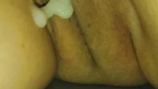 Cum in wife pussy.
