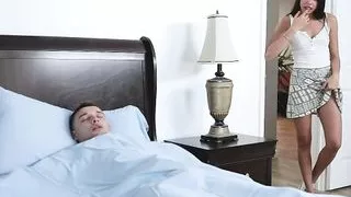 Hot step sister helps brother cum