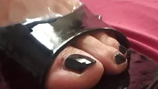 High Heel Sandals and PVC Leggings Cum