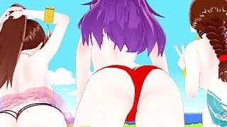 Athena, Yuri and Mai show their juicy bodies, tits and pussy