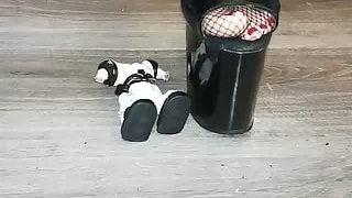 Lady L ultra  high heels crush gik robot.