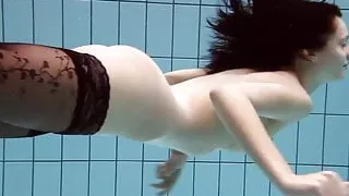 Underwater swimming babe Vera Brass