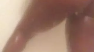 Hot black BBW showering her pussy