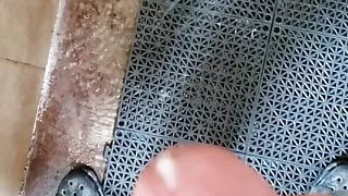 Jerking off in public shower