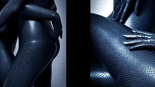 Dreammask zentai Black Mamba girl with rich hips and double