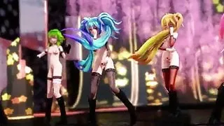 MMD vocaloids in transparent dresses