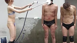 Japanese Femdom Risa shaves the slave and takes a shower.
