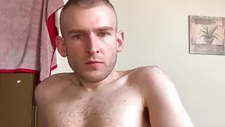 Huge russian cock cumshot on the hairy body and after shake