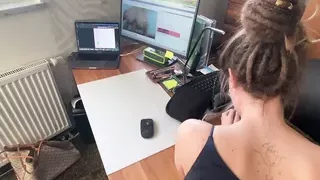 employee caught by her boss and filled up with cum - busines