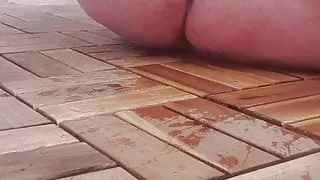 Water for my fat hot pussy on balcony