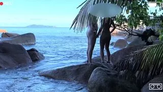 voyeur spy, nude couple having sex on public beach - projects