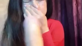 Cute brunette deepthroating dildo