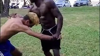 sexy fight between guys and the black guy stays in his under
