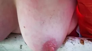 Breasts laid on the barrier and beaten Trailer