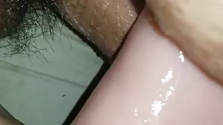 10 inch dildo in wife pussy while getting fuck anal